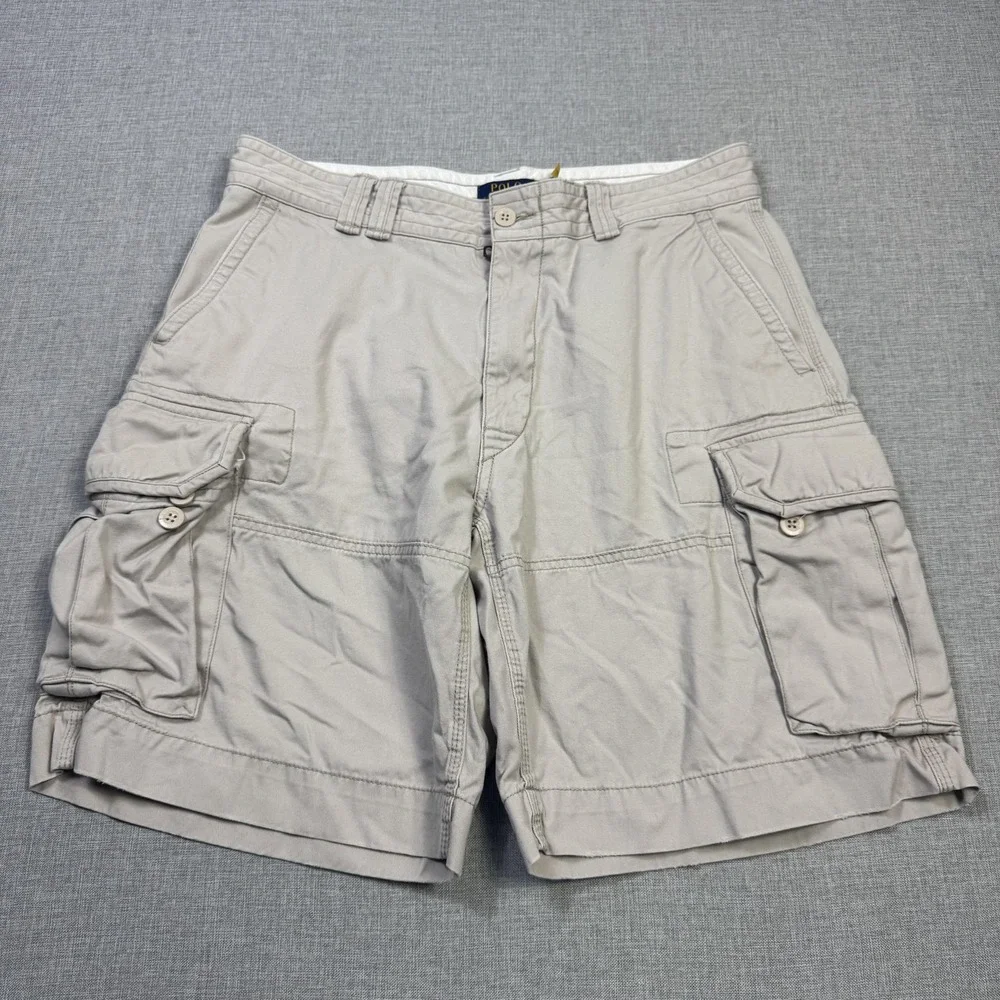 Polo Ralph Lauren Cargo Shorts Mens 36 Beige Cotton Military 10